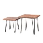 Hank Solid Live Edge Side Table Set - Sedan