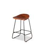 Straight Edge Adore Stool With Metal Base - Walnut
