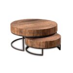 Rustic Sleeper Wood Coffee Table Set Of 2