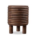 Round Rustic Brown Acacia Stool