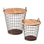 Wiremesh Mango Wood Coffee Table Set Of 2