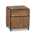 Metal Edge Acacia Wood Bedside