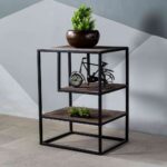 Recycled Wood Metal Side Table