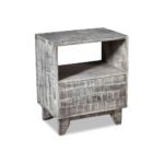 Rough Grey Mango Wood Bedside