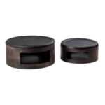 Metal Cut Acacia Wood Coffee Table Set Of 2