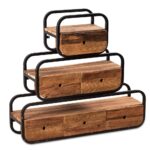 Natural Recycled Wood Wall Shelf Set Of 3