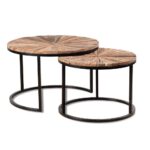 Sunburst Sleeper Wood Coffee Table Set Of 2