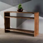 Live Edge Acacia Console Table With Shelf