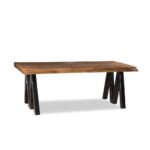 Natural Acacia Solid Wood Dining Table With Metal Legs