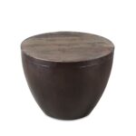 Round Sandblast Acacia Wood Coffee Table